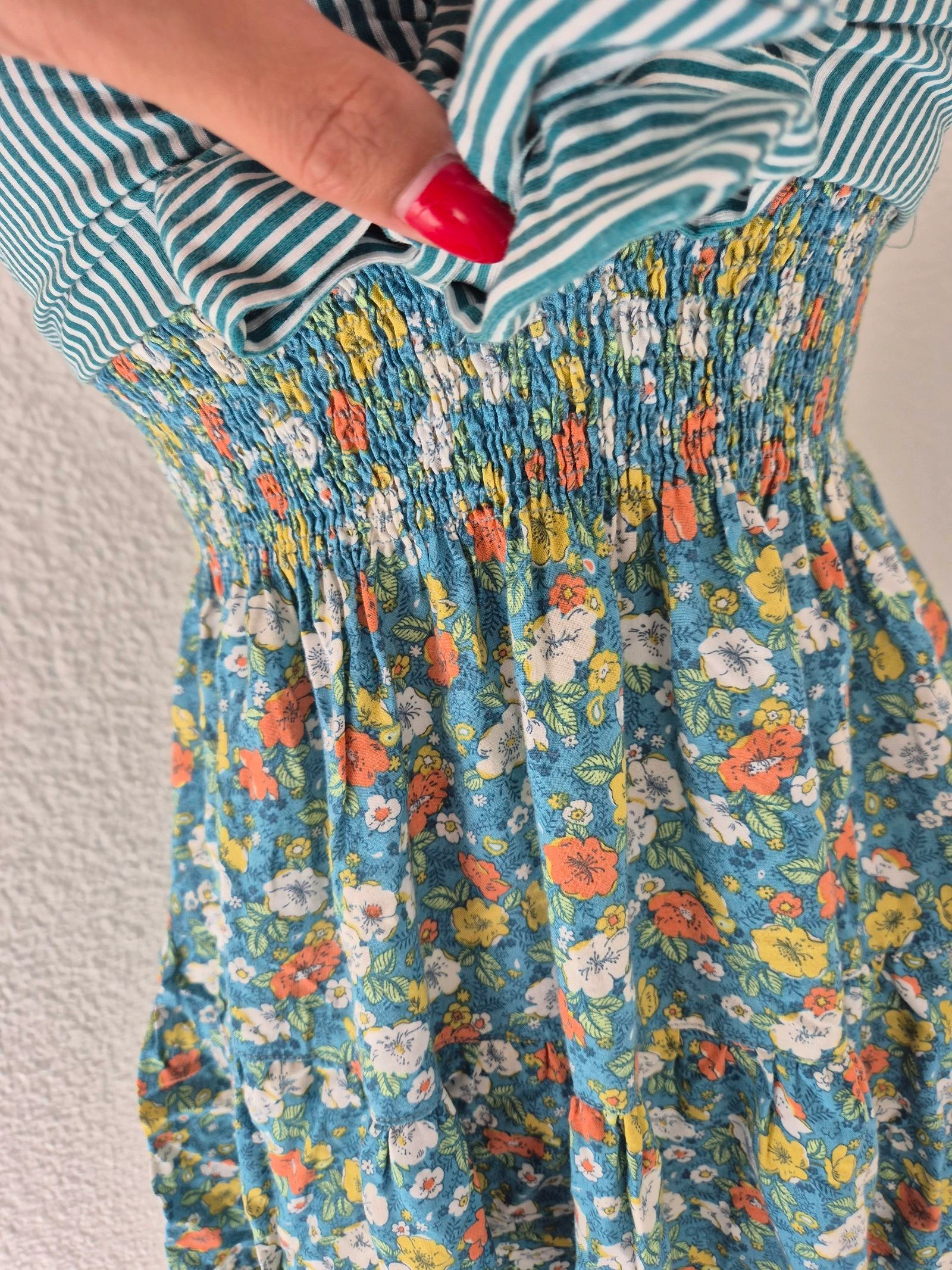 Vestido bustier Zara Trafaluc P 36 floral azul verde com babado boêmio verão viscose – photo 3